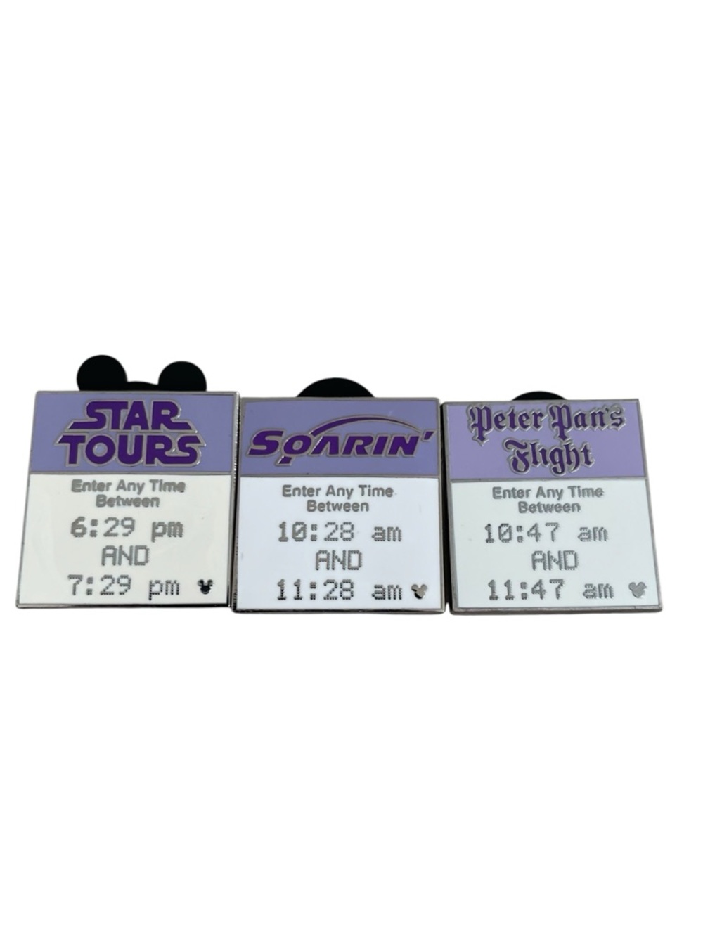 Disney Pins Set of 3 Fast Pass Hidden Mickey-Star Tours Soarin Peter Pans Flight